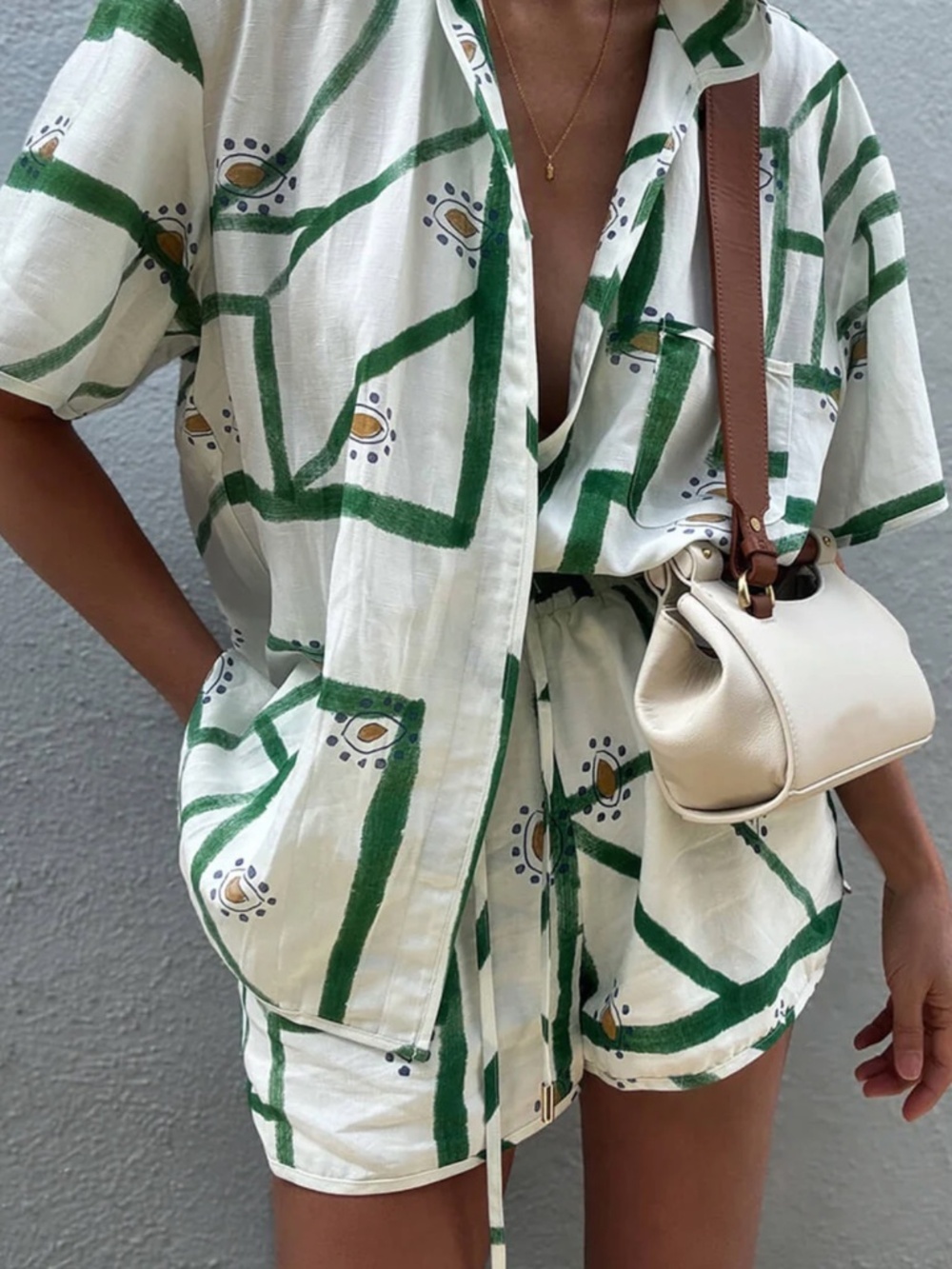 Commense Print Drawstring Relaxed Summer Linen Blend Shorts Size Large